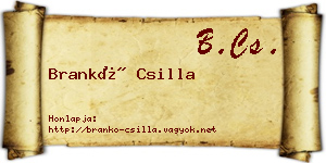Brankó Csilla névjegykártya